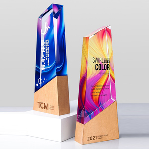 Nuovissimo trofeo bianco in legno con incisione in cristallo premio sublimazione per cerimonia incontro regali di benvenuto - Product Image 2