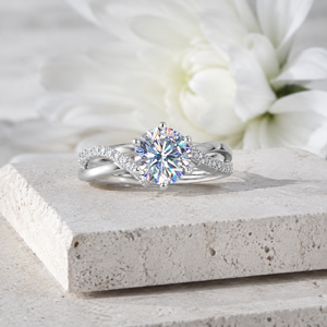 Set di anelli di fidanzamento con zirconi color platino per donna, eleganti gioielli alla moda - Product Image 4