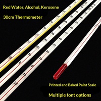 Thermomètres à eau en gros certifiés à l'alcool, avec liquide rouge et tige en verre, pour impression, cuisson et peinture, fonctionnalités 0-100