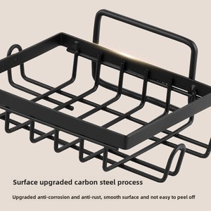 Étagère d'angle murale moderne en fer noir pour salle de bain, 2 niveaux, avec finition thermolaquée, durable et gain de place - Product Image 5