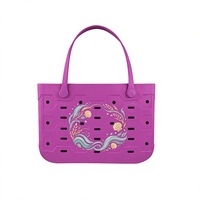 Sac de plage élégant en EVA ajouré à fermeture ouverte, facile à nettoyer, avec impression personnalisée, sac portable pour femme pour pique-nique, bord de mer et usage quotidien