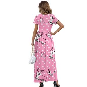 Vestido informal de manga corta transpirable para mujer, bolsillo, superventas, dulce a la moda, respuesta rápida para pedidos pequeños personalizable - Product Image 4