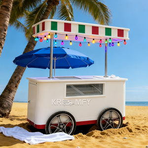 Carrito de Venta Móvil Multifuncional, Resistente a la Corrosión, de Acero Galvanizado, con 4 Ruedas, para Helados y Comida Rápida - Product Image 1