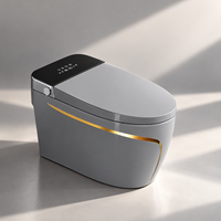Nouveau style de toilette intelligente monobloc à détection automatique, à poser au sol, avec chasse d'eau à capteur, siège chauffant, vanne à impulsion et siphon en S, en stock