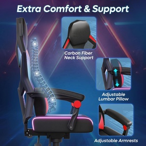<span class=keywords><strong>Silla</strong></span> de <span class=keywords><strong>Gamer</strong></span> con <span class=keywords><strong>luces</strong></span> LED RGB, <span class=keywords><strong>silla</strong></span> de ordenador de tela transpirable, <span class=keywords><strong>silla</strong></span> de juego iluminada con soporte Lumbar ajustable, muestra gratis - Product Image 2