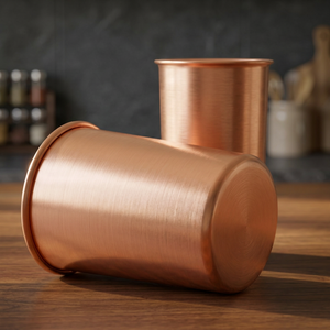 Minimalist Plain Brushed Pure <b>Copper</b> Water Bottles Set Premium Matte Finish Eco-Friendly <b>Utensils</b> 2-Piece Combo Kraft Box - Product Image 2