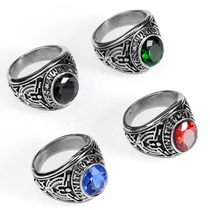 In acciaio inox Retro titanio Hip-hop gioielli elegante gemma anello in aquila rosso verde blu nero per fidanzamento e festa - Product Image 4