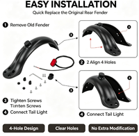 Garde-boue arrière pour Scooter électrique M365 PRO, support universel à 4 trous avec feu arrière, protection contre les éclaboussures, étanche
