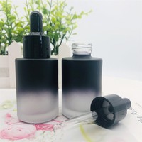 Flacon vide de 30 ml (1 oz) en verre dépoli noir de luxe pour huile essentielle, avec compte-gouttes, pour sérum visage, emballage cosmétique