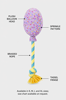 YAOYUE Durab Balloon Plush Dog Cotton Rope Tug Toy Braided Rope Knot Tassel Interactive Festive Sprinkle Pet Chew Toy