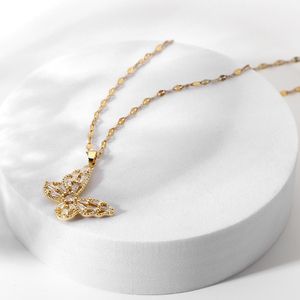 <span class=keywords><strong>Collier</strong></span> papillon en cristal <span class=keywords><strong>fantaisie</strong></span>, bijoux en acier inoxydable plaqué or 18 carats, cadeau, pendentif papillon en zircon cubique, <span class=keywords><strong>collier</strong></span> pour femmes - Product Image 3