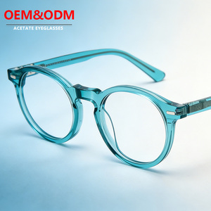 Kính mắt gọng tròn, khung đầy đủ, 4 màu, logo tùy chỉnh, chất liệu acetate, dành cho nam và nữ, nhận đặt hàng OEM ODM - Product Image 1