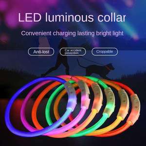 Collar Luminoso LED para Perro con Cinta de Silicona, Diseño Sólido, Carga USB, Ecológico, Hebilla Electrónica Moderna - Product Image 2