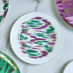 Vente en gros 10 pouces Thaïlande plaqué or 24k service de table vaisselle en porcelaine osseuse assiettes en porcelaine pour la cuisine - Product Image 2