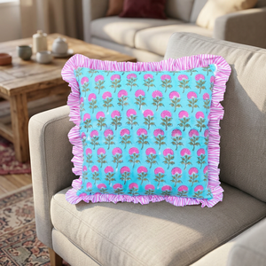 Fundas de Almohada Bohemias Hechas a Mano de Algodón, Fundas de Cojín con Estampado Indio de Lujo, Fundas Decorativas Florales Personalizables - Product Image 1