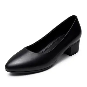Zapatos Negros <span class=keywords><strong>de</strong></span> Tacón Bajo para <span class=keywords><strong>Azafata</strong></span>, con Tacones Gruesos y Suelas Suaves para una Comodidad Óptima en Entrevistas <span class=keywords><strong>de</strong></span> Trabajo - Product Image 2