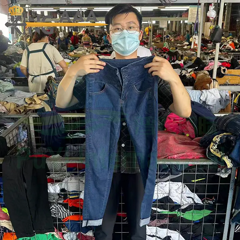 Jeans ketat pinggang tinggi pakaian bekas skinny pakaian bales uk japan baju bekas Celana jeans untuk wanita fashion