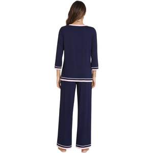 Ensemble de pyjamas pour femmes personnalisés en viscose de bambou, haut à manches 3/4, pantalon doux avec poche, tailles S-XXL - Product Image 2