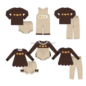 New Arrival Personal Design Toddler Girl Clothing Sets Thanksgiving Day Turkey Applique Kids Dress For Girls