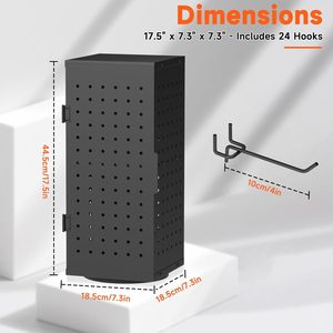 Ou Shumei Rotating <b>Pegboard</b> Display Rack 24 <b>Hooks</b> Steel Construction For Jewelry Key Storage Countertop Industrial Style - Product Image 5