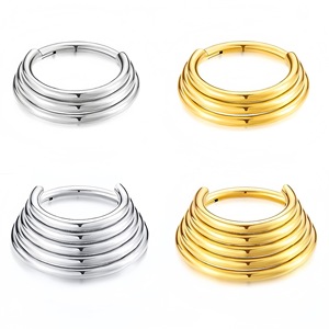 Anneau de nez trapézoïdal en acier inoxydable, design géométrique à 3 ou 5 couches pour bijoux de piercing unisexe - Product Image 1
