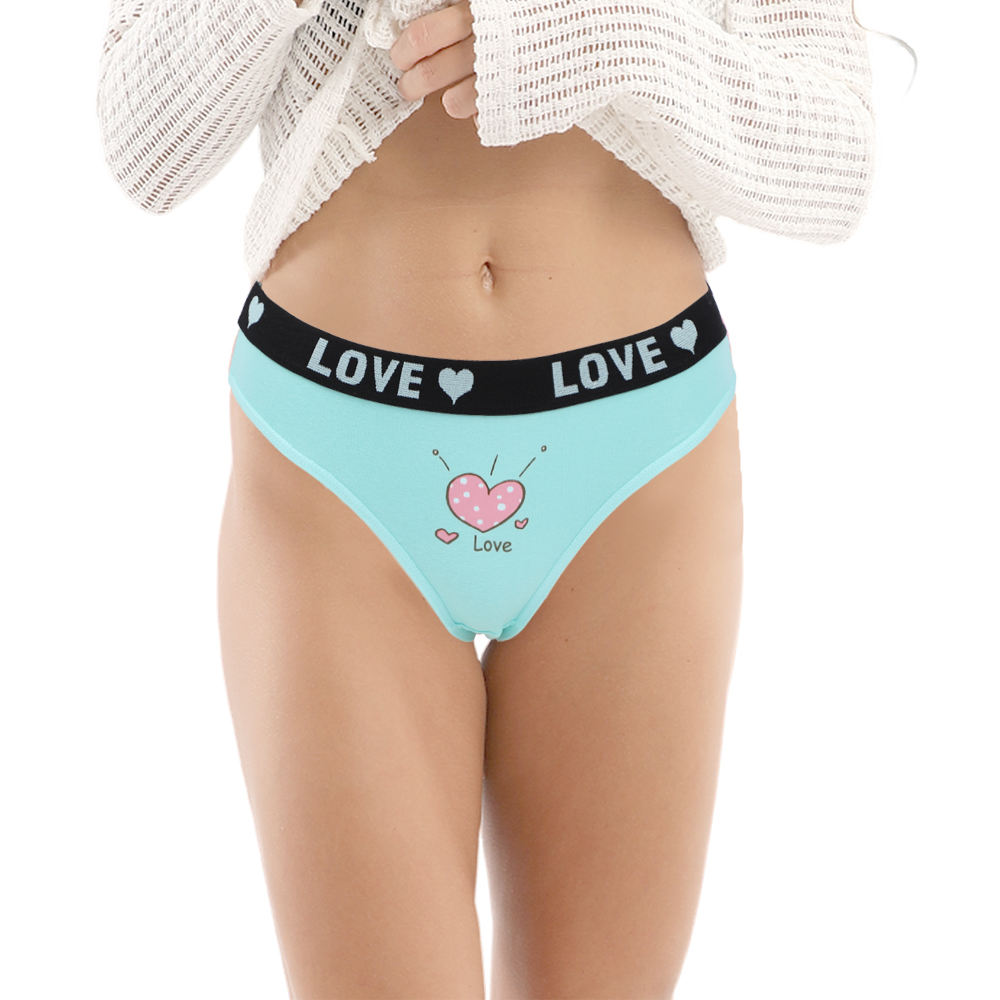 Wholesale Sexy Thongs Panties Carding Cotton Cute Girls Low Waist Tanga Underwear in Dozen Package 12 Pcs for Bulk Sale