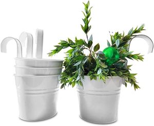 Paquete de 4 macetas de barandilla de Metal con recubrimiento en polvo de Color personalizable, macetas de jardín colgantes grandes y pequeñas para interiores y exteriores, maceta nueva - Product Image 1