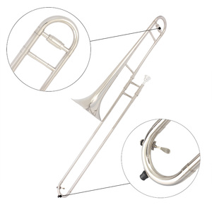 Trombone ténor en Sib pour débutants SLADE, argenté, OEM, avec étui, embouchure et huile - Product Image 3