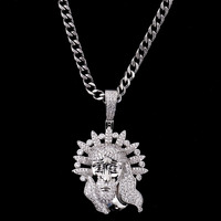 Prêt à expédier pendentif Moissanite personnalisé 925 argent rond taille brillant Moissanite diamant Allah pendentif avec collier en argent