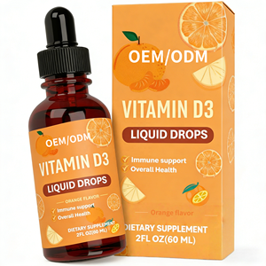 Gocce Liquide di Vitamina D3 al Gusto Arancia 2FL OZ per Adulti, Integratore Energetico |   Fornitore all'Ingrosso OEM/ODM con Etichetta Privata, 2ml per Confezione - Product Image 1