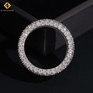 S925 Sterling <b>Silver</b> Full Pave Moissanite <b>Eternity</b> Band <b>Ring</b> Custom OEM Factory Wholesale Price Available Wedding <b>Rings</b> - Product Image 3