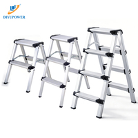Échelle pliante moderne en alliage d'aluminium épais certifiée CE, 2-3 marches, portable pour cuisine, supermarché, appartement, usage domestique