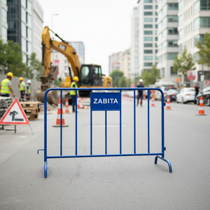 Ileritraffic Blue Metal Security Crowd Control Barrier Galvanized Electrostatic Powder <b>Paint</b> Safety Pedestrian Control Traffic - Product Image 2