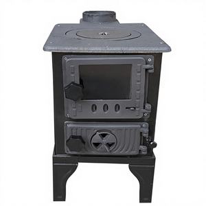 Mini Estufa de Leña Compacta de Aluminio Fundido para Villa con Puerta de Vidrio - Product Image 1