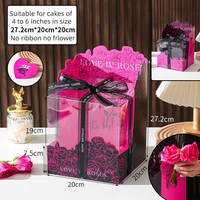 Boîte Cadeau Transparente pour Gâteau avec Design de Rose Entière, 4 Pouces, 6 Pouces