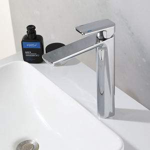 Square 59-1 Brass High Basin Faucet Single Hole Deck Installation Single Handle Long Bathroom Sunroom Water Tap - Product Image 4