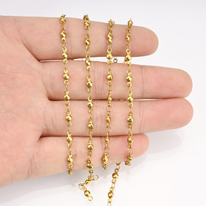 Cadena de Cuentas Redondas |   Cadena de Eslabones de Bolas de Acero Inoxidable con Baño de Oro PVD de 18K para la Fabricación de Joyería, Collares y Pulseras - Product Image 4