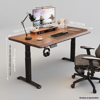 Escritorio Eléctrico Elevable de Madera Maciza Yazhi para Hogar, Estudio, Juegos de Computadora y Oficina, Estación de Trabajo Ajustable con Ruedas