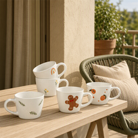 Tasses illustrées peintes à la main SWT : des couleurs ludiques pour des moments de cuisine européens et américains au quotidien