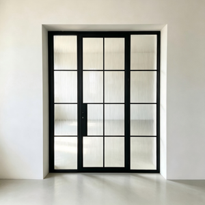 Porte intérieure battante en fer noir et verre, style français, pour appartement - Product Image 6