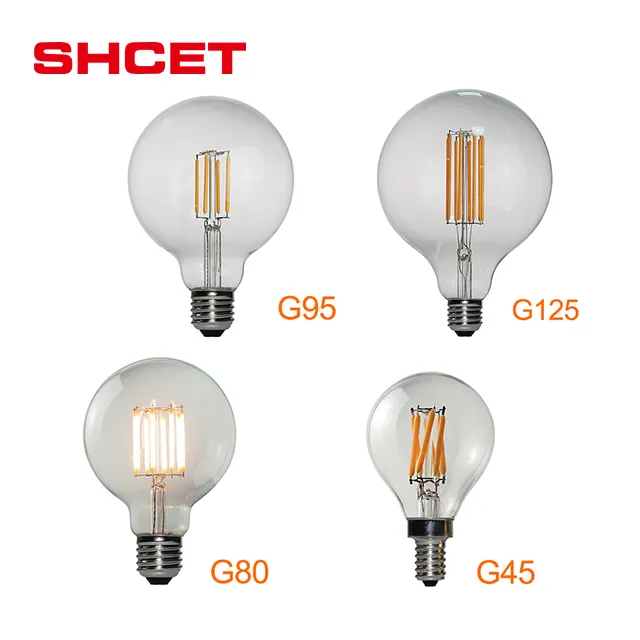 Manufacturer classic wholesale 2W 4W 6W 8W 240V A60/T45/T300/G80/G125 E27 edison lamp led fllament bulb light smart led price