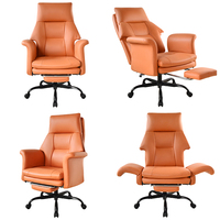 Nouvelle Arrivée - Fauteuil de Bureau Exécutif Ergonomique Grand et Large en Cuir PU avec Siège Large, Repose-Pieds Croisés et Accoudoirs Convertibles
