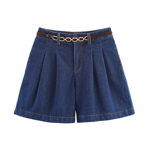 กางเกงขาสั้นเอวสูงสไตล์วินเทจสำหรับผู้หญิง รุ่นใหม่ประจำฤดูร้อนปี 2026 ดีไซน์เก๋ไก๋ ระบายอากาศได้ดี พร้อมริบบิ้นตกแต่ง - Product Image 1