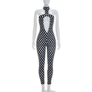 Viviblook D26JP107 Combinaison d'été pour femme, nouvelle combinaison sexy sans manches à pois, dos nu, style décontracté - Product Image 2