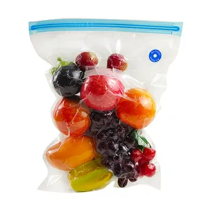 En stock bolsa de envasado de alimentos sellada al vacío de un lado con sello lateral de 3 en relieve con válvula de aire bolsa de almacenamiento de alimentos con bomba con cremallera superior