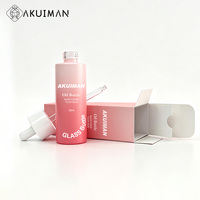 Flacon compte-gouttes en verre rose dégradé personnalisé de 60 ml, emballage de luxe pour huile essentielle et sérum avec boîte