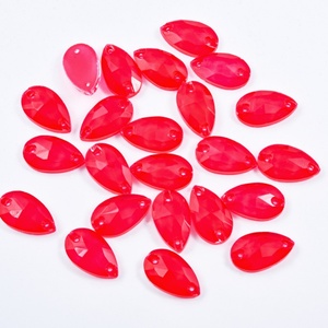 OLeeya <b>Drops</b> Siam Neon Sew on Flat <b>Back</b> Strass Sewing on Crystal Rhinestone 2 Holes for Wedding Decorations - Product Image 4