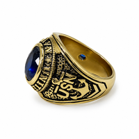 Maßgefertigter Unisex 925 Silber Blauer Zirkon Vintage Gravierter Luxus-Ring für Großhandel Schmuckkollektionen