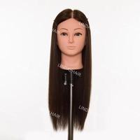 LINDALHAIR Tête de mannequin de coiffure Elite-Caractéristiques du visage européen, cheveux humains vierges, apparence personnalisable pour l'entraînement des cheveux