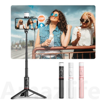 TOKQI Q12s Perche à selfie sans fil pliable, mini trépied rotatif invisible et flexible, avec lumière d'appoint LED pour vidéo/vlog, compatible Android
